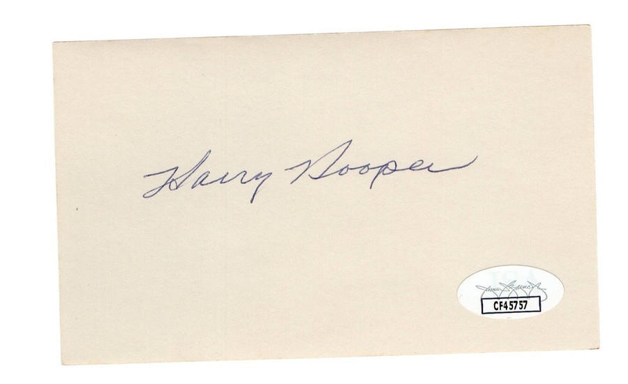 Harry Hooper Signed Autographed 3X5 Index Card Red White Sox HOFer JSA CF45757