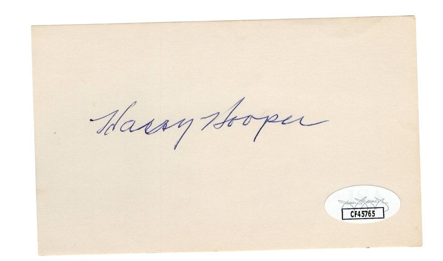 Harry Hooper Signed Autographed 3X5 Index Card Red White Sox HOFer JSA CF45765