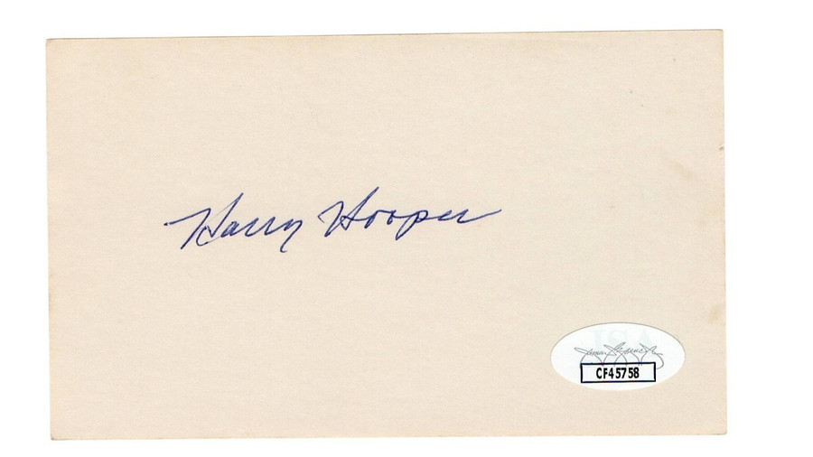 Harry Hooper Signed Autographed 3X5 Index Card Red White Sox HOFer JSA CF45758