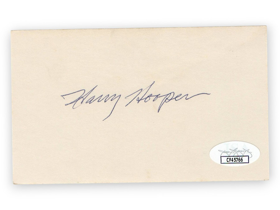 Harry Hooper Signed Autographed 3X5 Index Card Red White Sox HOFer JSA CF45766