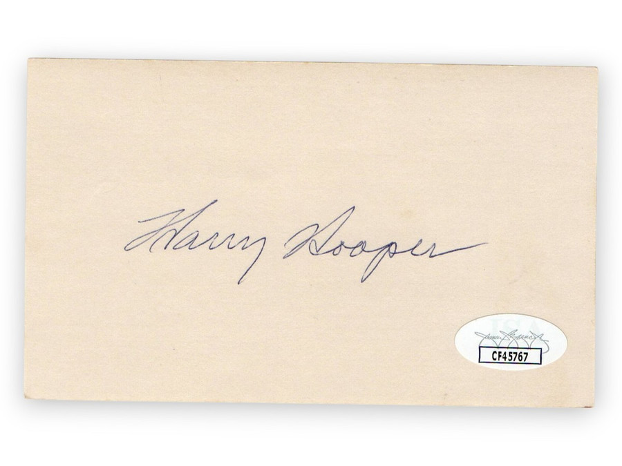 Harry Hooper Signed Autographed 3X5 Index Card Red White Sox HOFer JSA CF45767