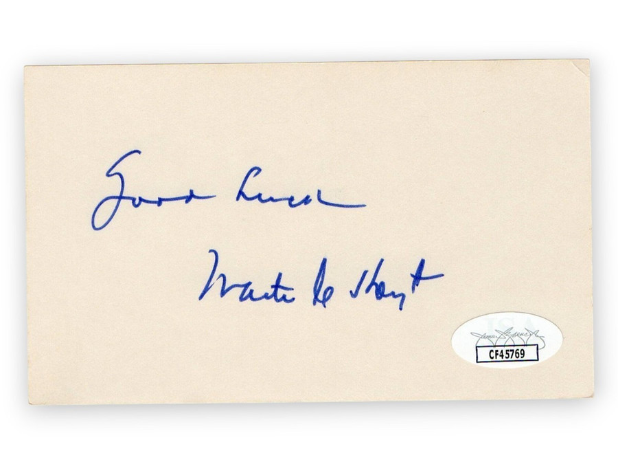 Waite Hoyt Signed Autographed 3X5 Index Card Yankees Hall of Famer JSA CF45769