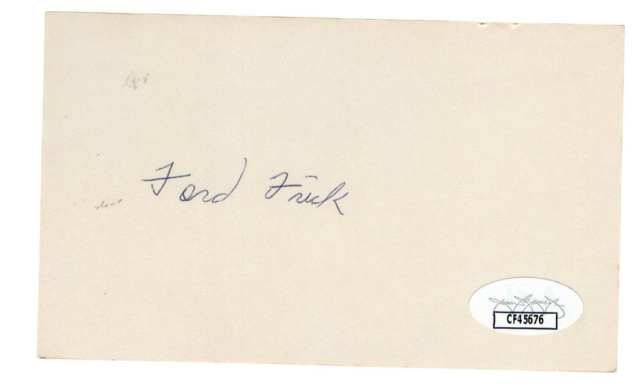 Ford Frick Signed Autographed 3X5 Index Card Baseball Commissioner JSA CF45676