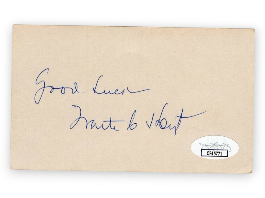 Waite Hoyt Signed Autographed 3X5 Index Card Yankees Hall of Famer JSA CF45771