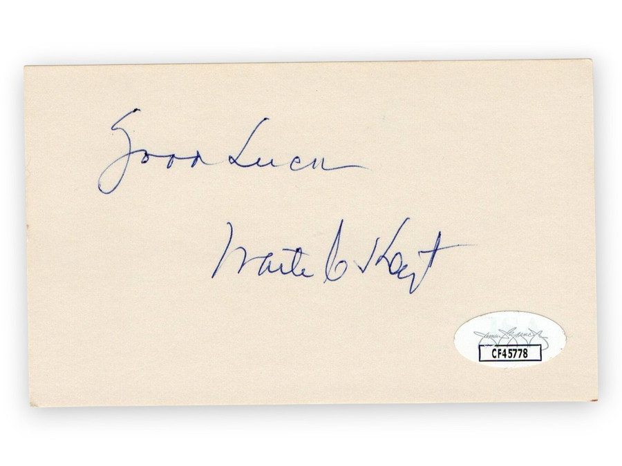 Waite Hoyt Signed Autographed 3X5 Index Card Yankees Hall of Famer JSA CF45778