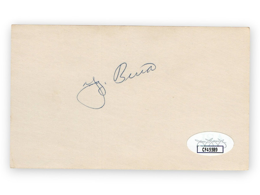 Yogi Berra Signed Autographed 3X5 Index Card Yankees Hall of Famer JSA CF45589