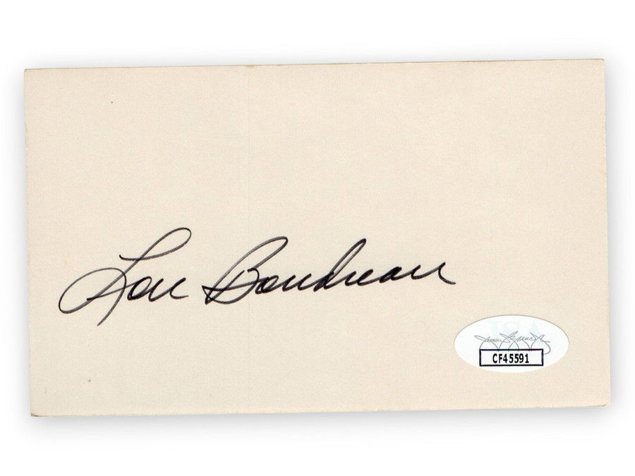 Lou Boudreau Signed Autographed 3X5 Index Card Indians Hall of Famer JSA CF45591