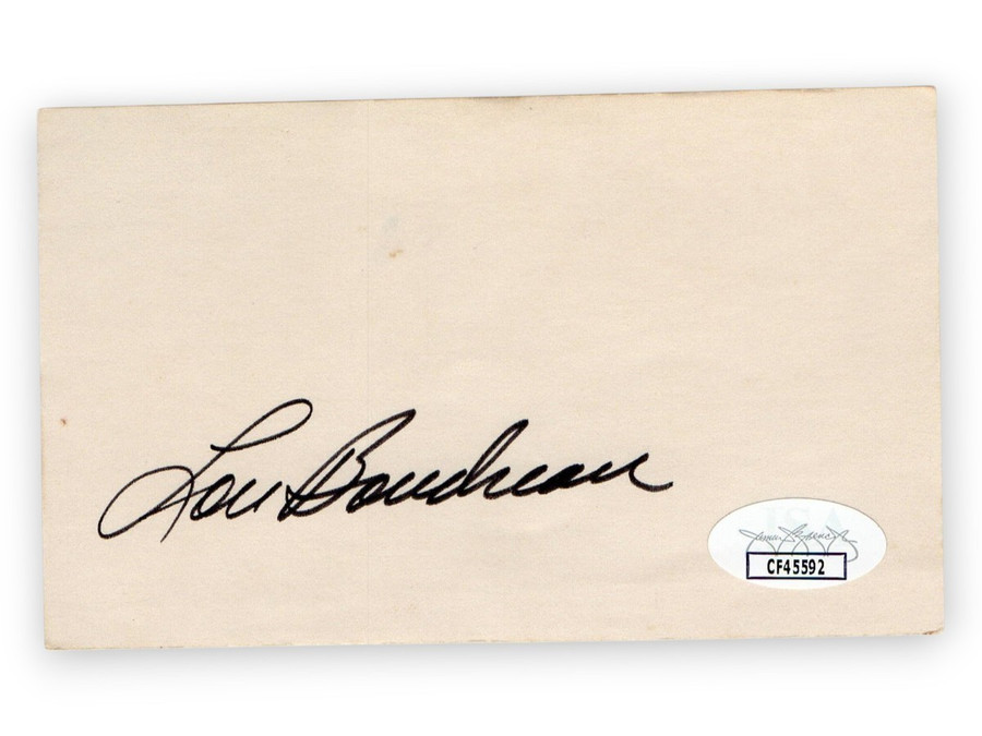 Lou Boudreau Signed Autographed 3X5 Index Card Indians Hall of Famer JSA CF45592