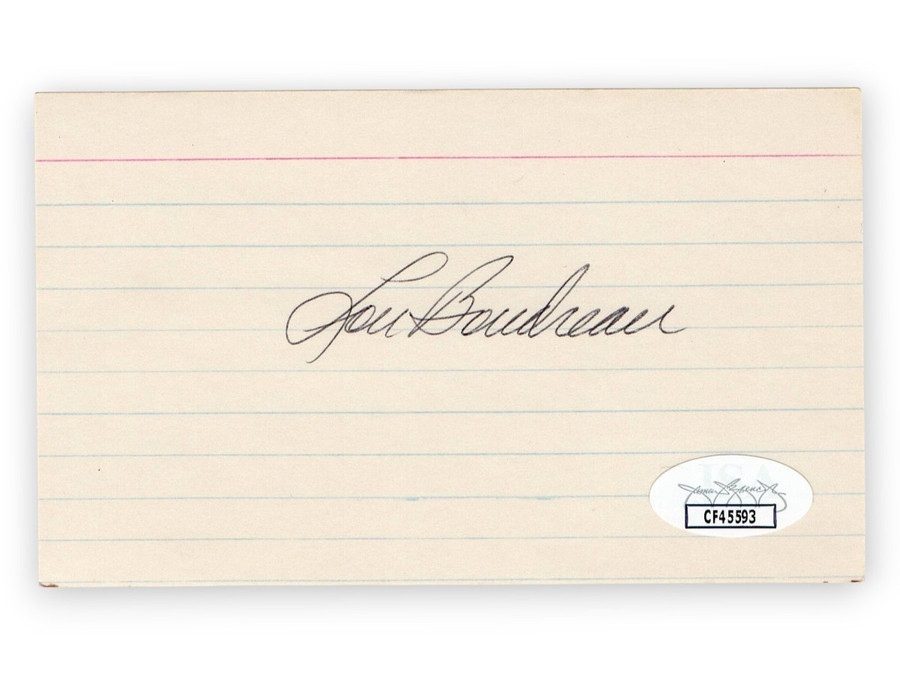 Lou Boudreau Signed Autographed 3X5 Index Card Indians Hall of Famer JSA CF45593