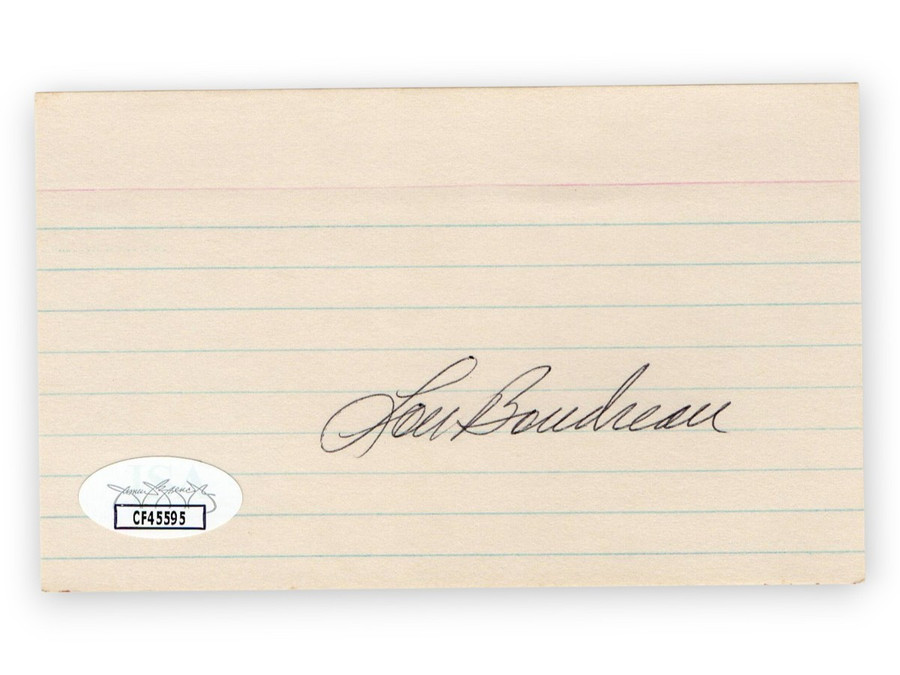 Lou Boudreau Signed Autographed 3X5 Index Card Indians Hall of Famer JSA CF45595