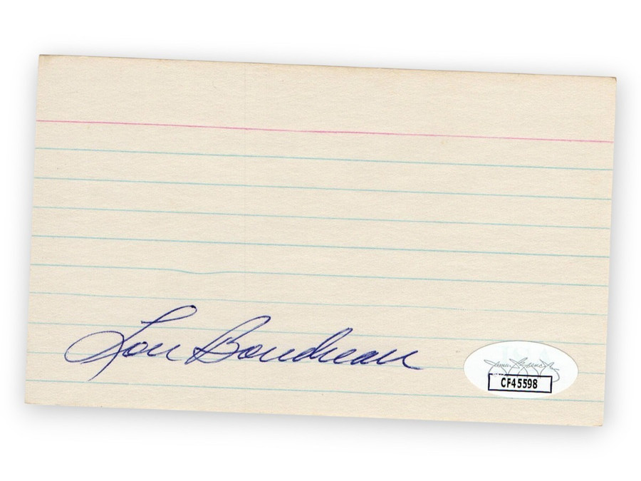 Lou Boudreau Signed Autographed 3X5 Index Card Indians Hall of Famer JSA CF45598