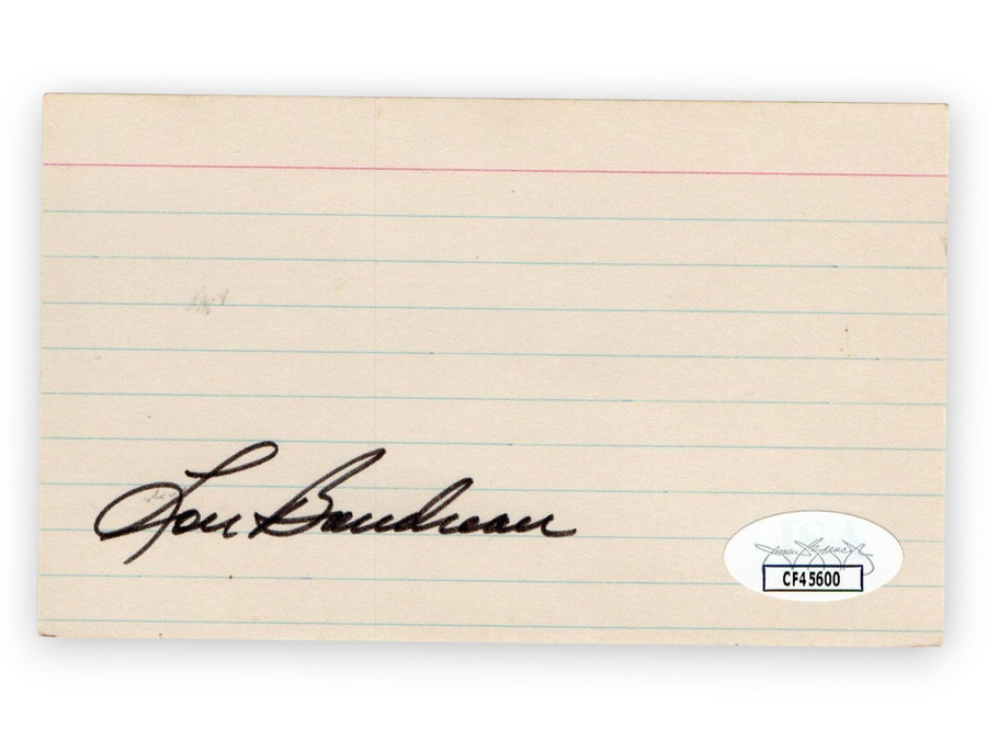 Lou Boudreau Signed Autographed 3X5 Index Card Indians Hall of Famer JSA CF45600