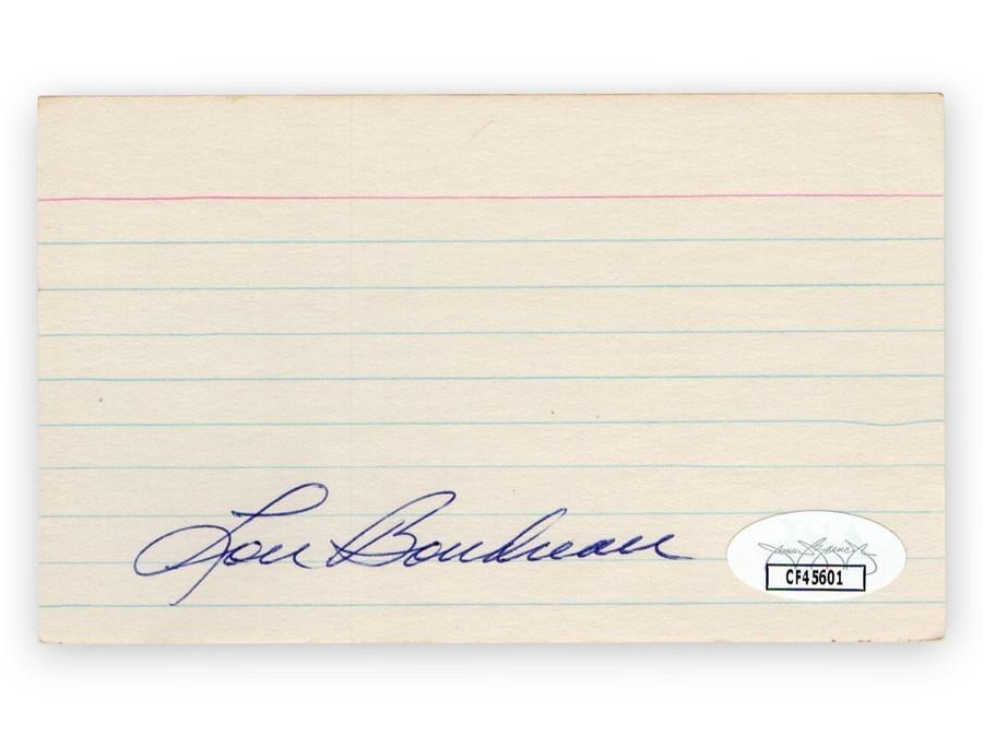 Lou Boudreau Signed Autographed 3X5 Index Card Indians Hall of Famer JSA CF45601