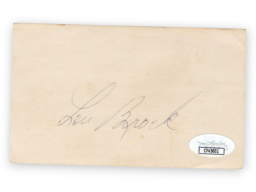 Lou Brock Signed Autographed 3X5 Index Card Cardinals Hall of Famer JSA CF45602