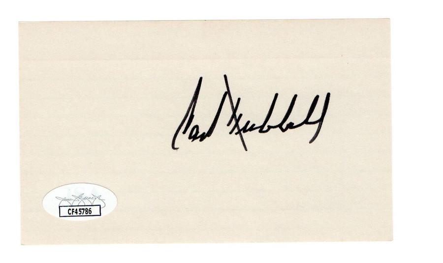 Carl Hubbell Signed Autographed 3X5 Index Card Giants Hall of Famer JSA CF45786