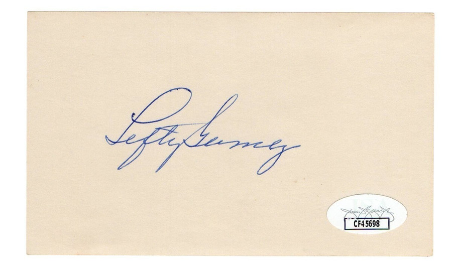 Lefty Gomez Signed Autographed 3X5 Index Card Yankees Hall of Famer JSA CF45698