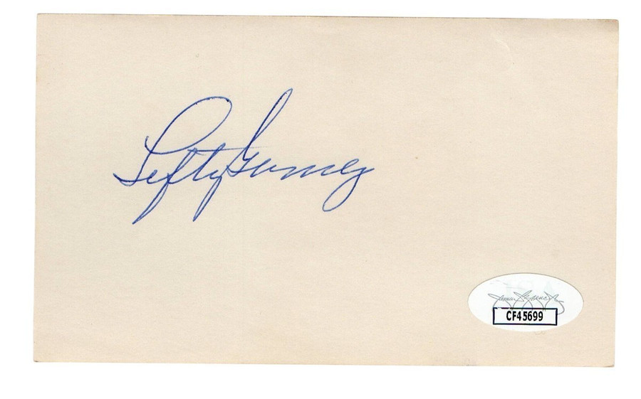 Lefty Gomez Signed Autographed 3X5 Index Card Yankees Hall of Famer JSA CF45699