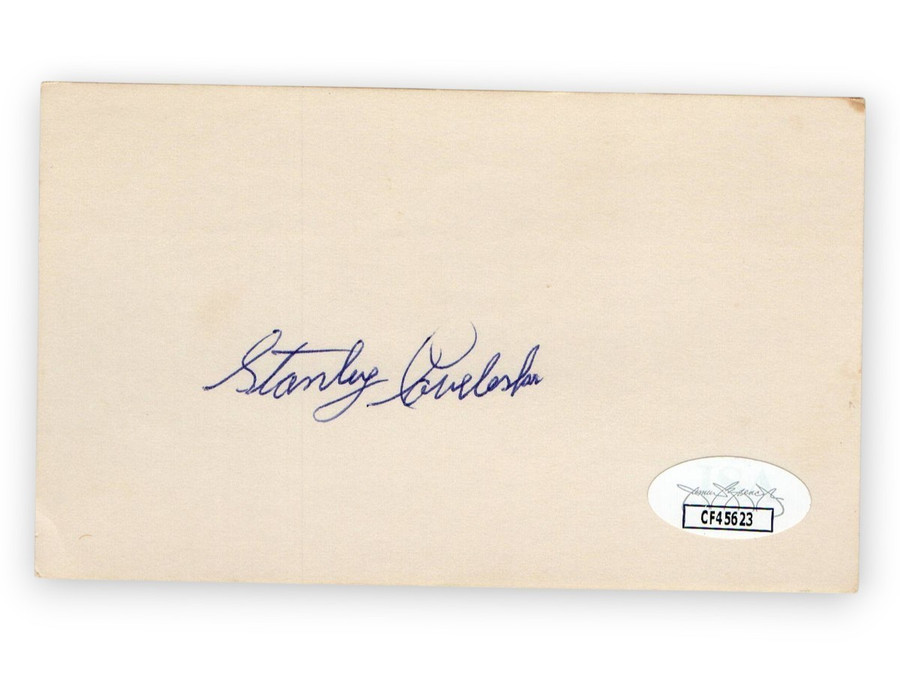 Stan Coveleski Signed Autographed 3X5 Index Card Indians Senators JSA CF45623