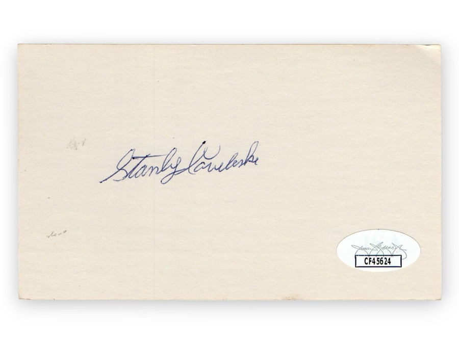 Stan Coveleski Signed Autographed 3X5 Index Card Indians Senators JSA CF45624