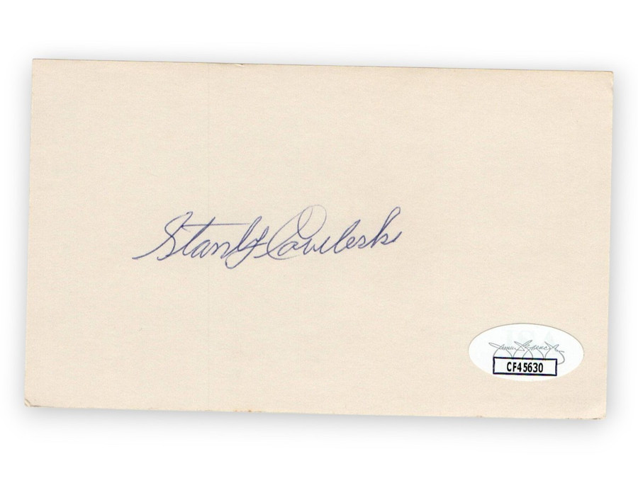 Stan Coveleski Signed Autographed 3X5 Index Card Indians Senators JSA CF45630