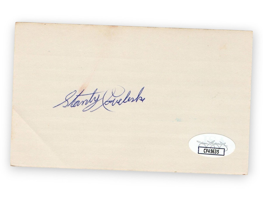 Stan Coveleski Signed Autographed 3X5 Index Card Indians Senators JSA CF45635
