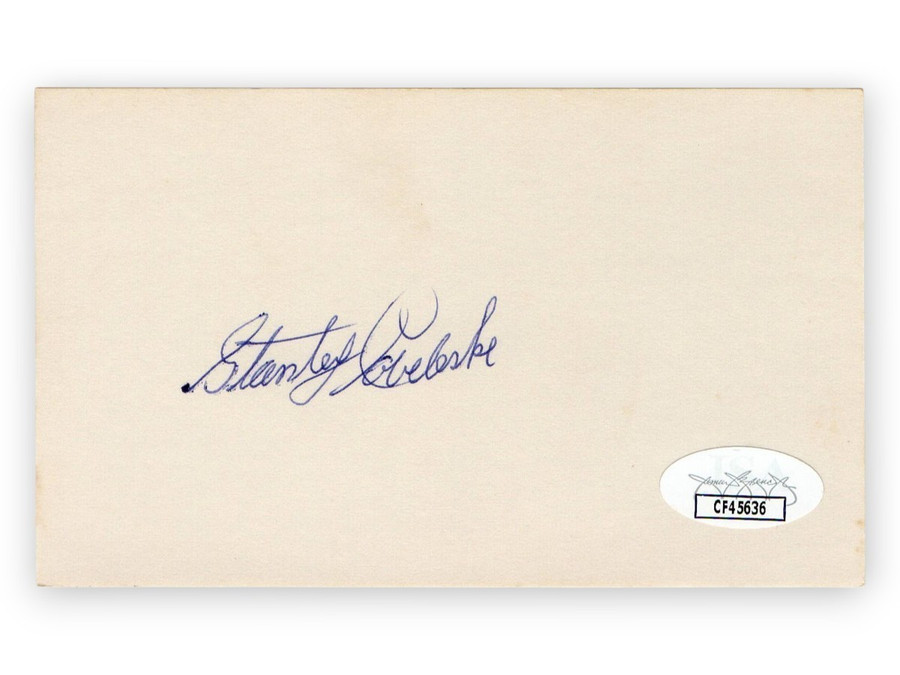 Stan Coveleski Signed Autographed 3X5 Index Card Indians Senators JSA CF45636