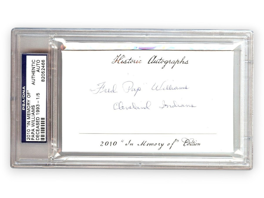 Fred Papa Williams Signed Autograph Cut Signature 2010 Historic Indians PSA 1/5