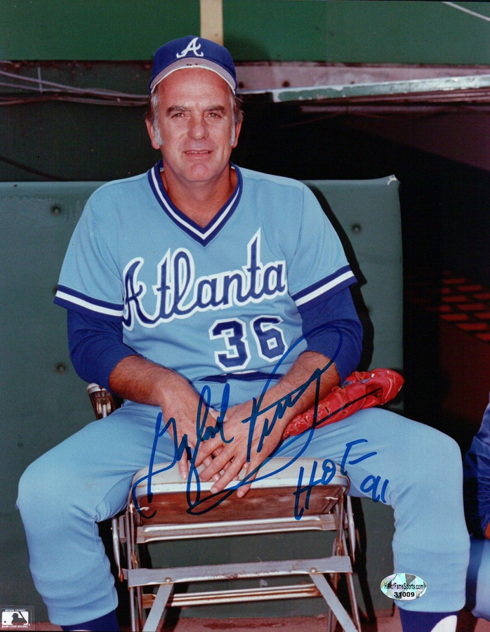Gaylord Perry Signed 8X10 Photo "HOF 91" Autograph Atlanta Braves on Bench w/COA
