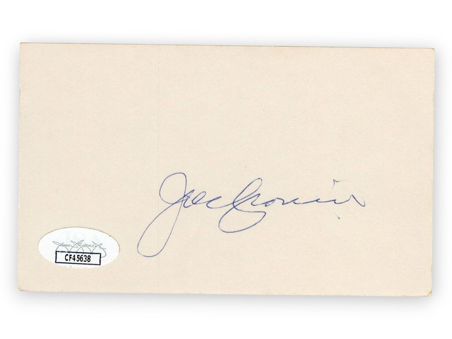 Joe Cronin Signed Autographed 3X5 Index Card Senators Red Sox HOFer JSA CF45638