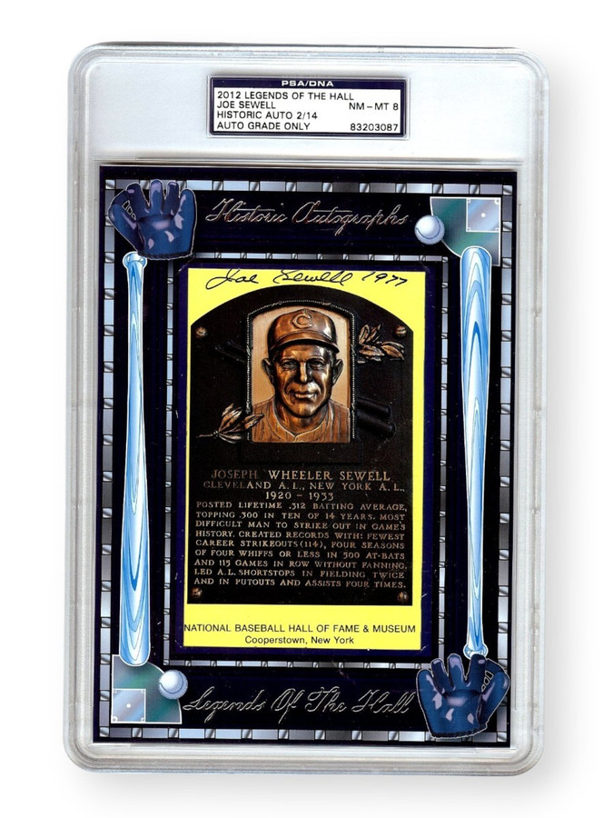 Joe Sewell Signed Autographed Hall of Fame Postcard Auto Grade 8 PSA 2/14