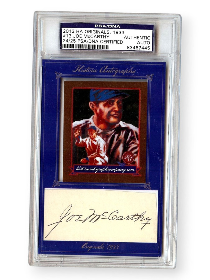 Joe McCarthy Autograph Cut Signature 2013 Historic Autographs Yankees PSA 24/25