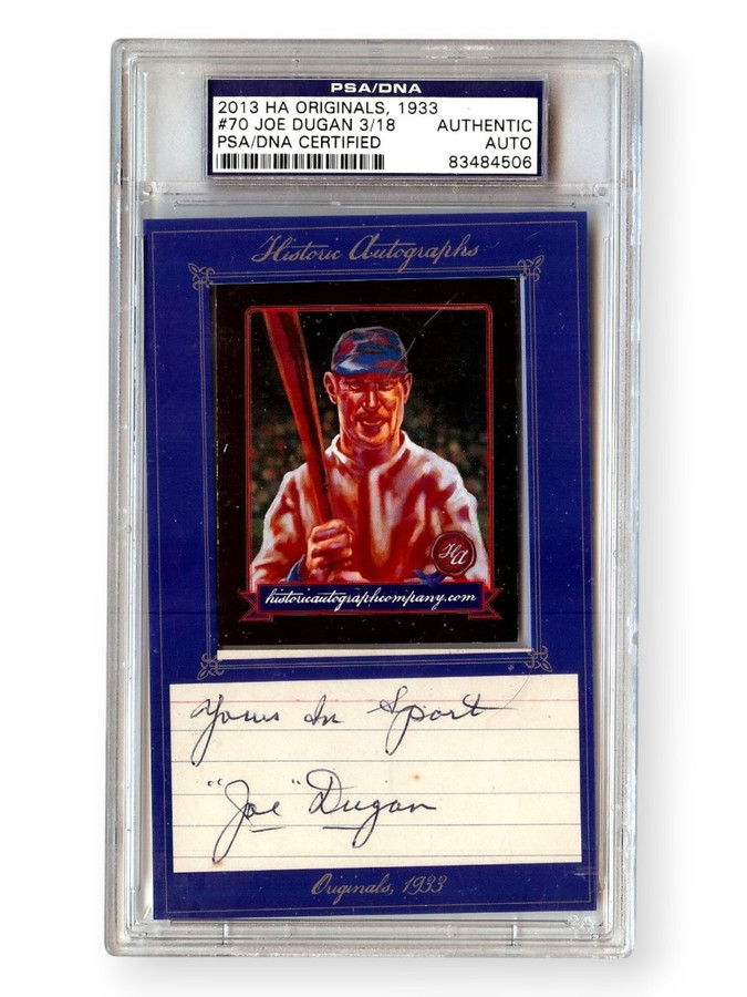Joe Dugan Autographed Cut Signature 2013 Historic Autographs Yankees PSA 3/18
