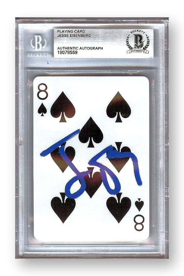 Jesse Eisenberg Signed Autographed Playing Card Now You See Me 8 Spades BAS 559