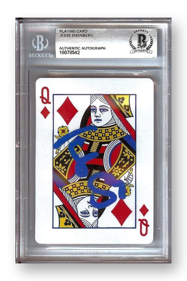 Jesse Eisenberg Autographed Playing Card Now You See Me Queen Diamonds BAS 542