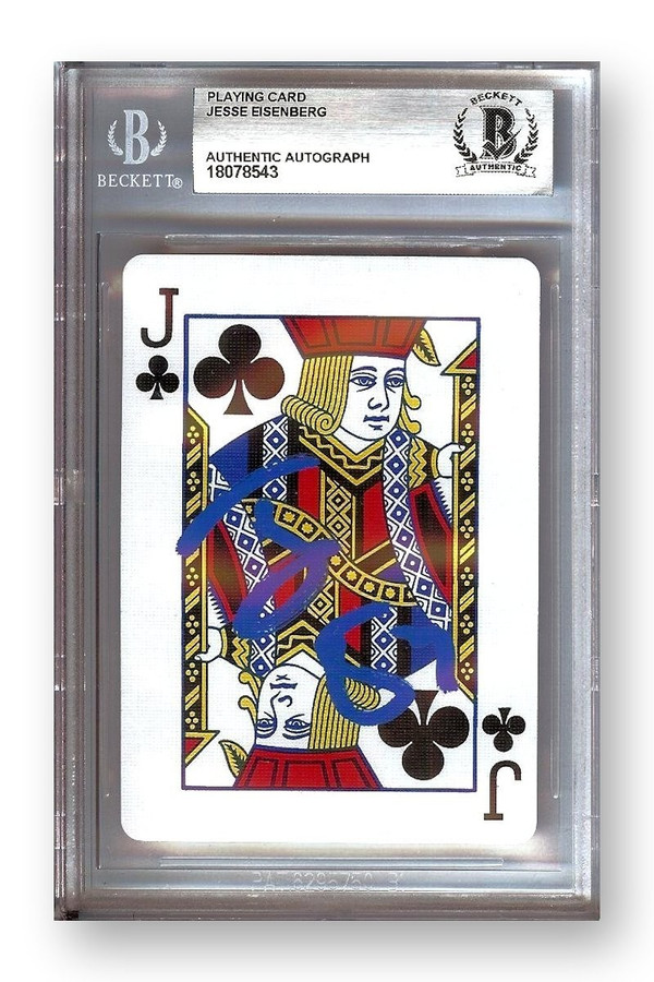 Jesse Eisenberg Signed Autograph Playing Card Now You See Me Jack Clubs BAS 543