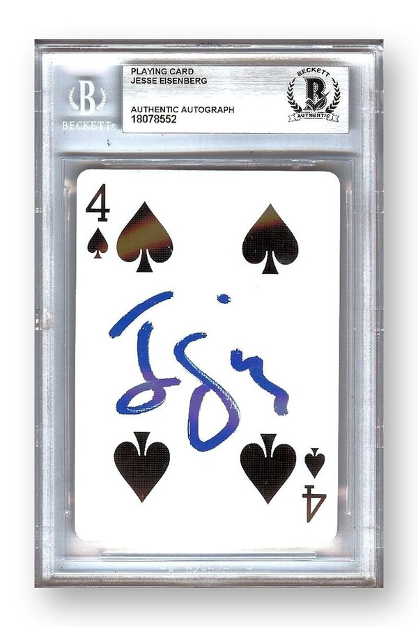 Jesse Eisenberg Signed Autographed Playing Card Now You See Me 4 Spades BAS 552