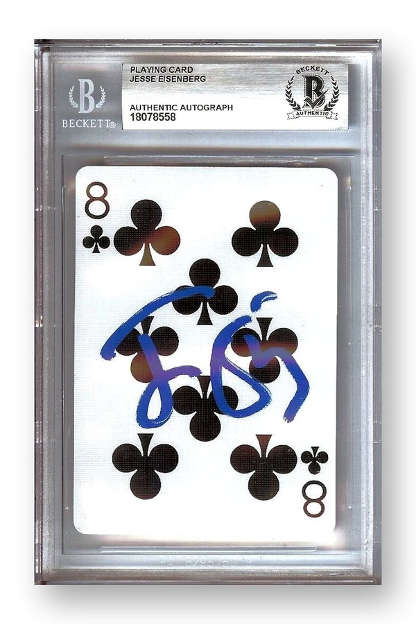Jesse Eisenberg Signed Autographed Playing Card Now You See Me 8 Clubs BAS 558
