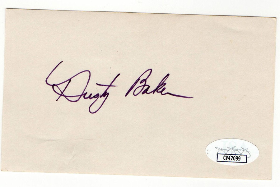 Dusty Baker Signed Autographed 3X5 Index Card Dodgers Giants Astros JSA CF47099
