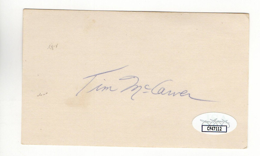 Tim McCarver Signed Autographed 3X5 Index Card Cardinals Phillies JSA CF47112
