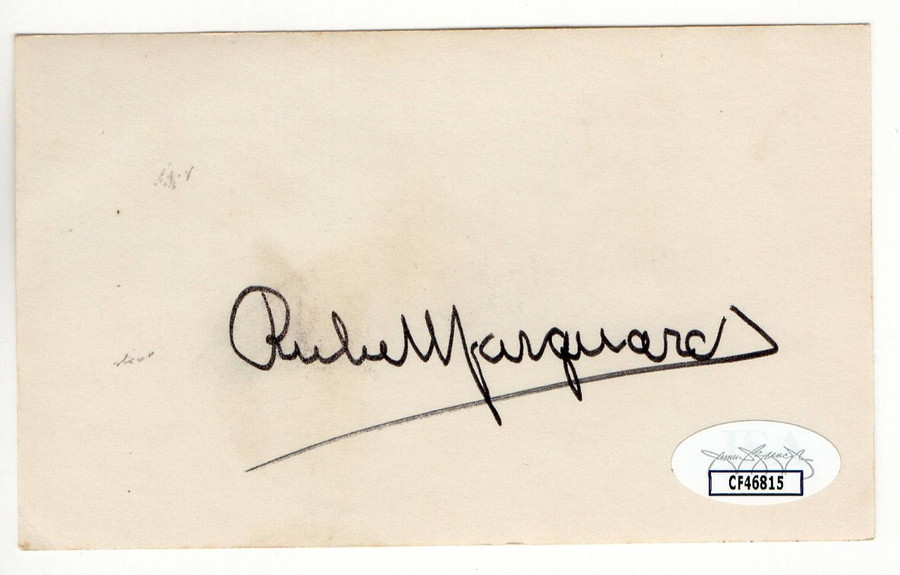 Rube Marquard Signed Autographed 3X5 Index Card Giants Braves HOFer JSA CF46815