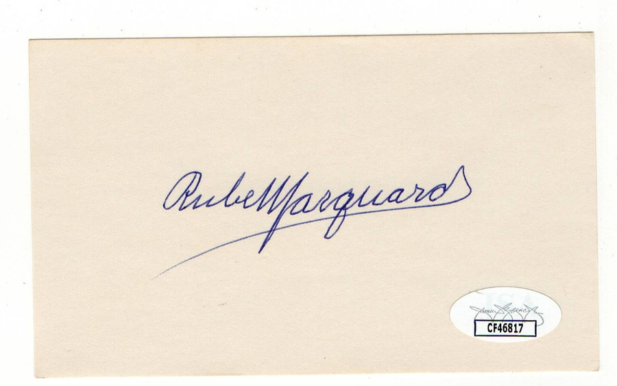 Rube Marquard Signed Autographed 3X5 Index Card Giants Braves HOFer JSA CF46817