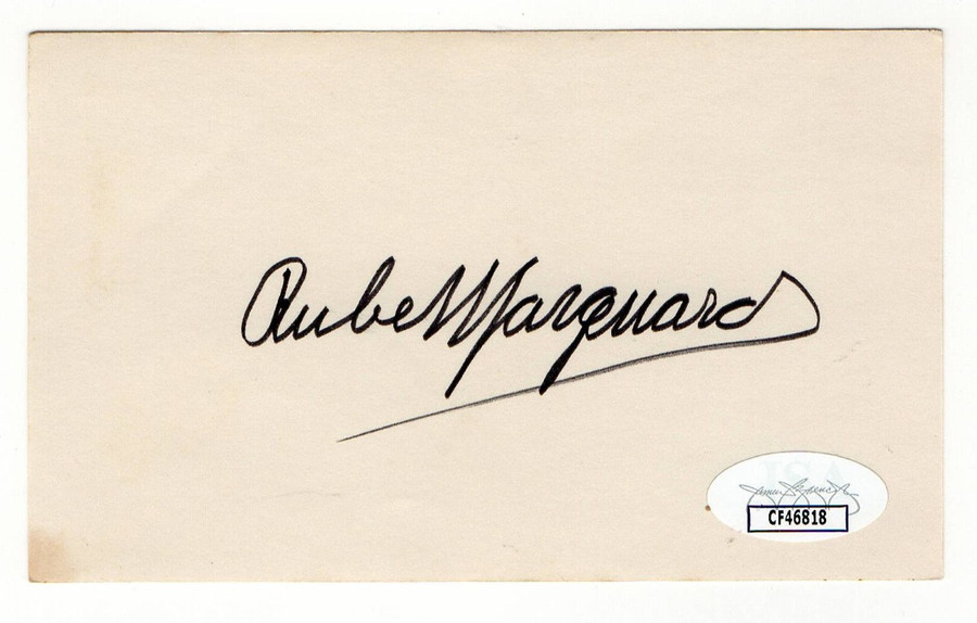 Rube Marquard Signed Autographed 3X5 Index Card Giants Braves HOFer JSA CF46818