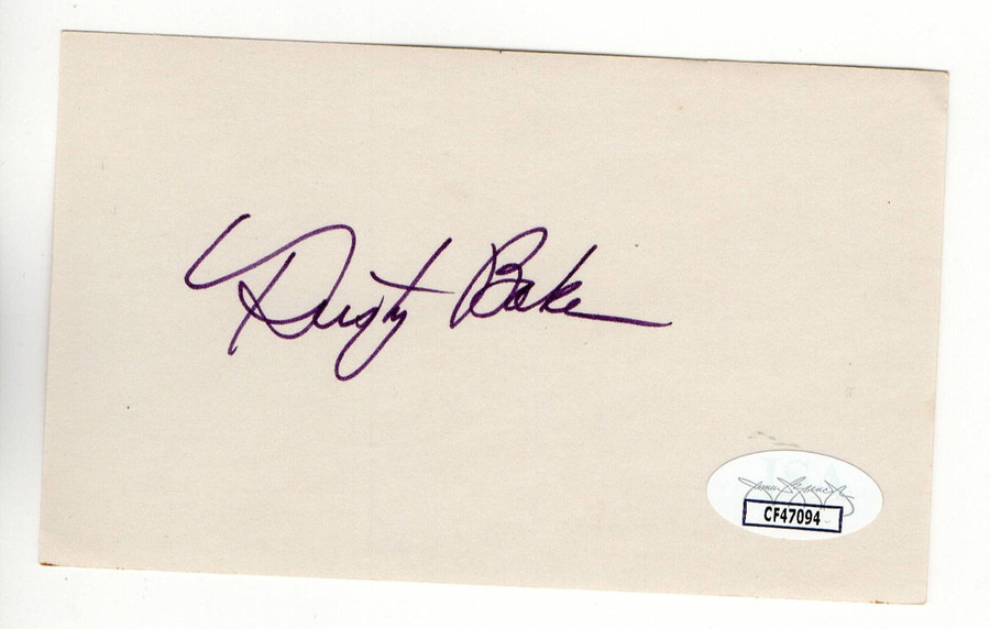 Dusty Baker Signed Autographed 3X5 Index Card Dodgers Giants Astros JSA CF47094
