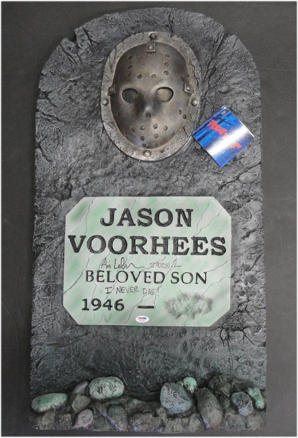 Ari Lehman Friday the 13th Signed Autographed Toy Tombstone Jason Voorhees JSA