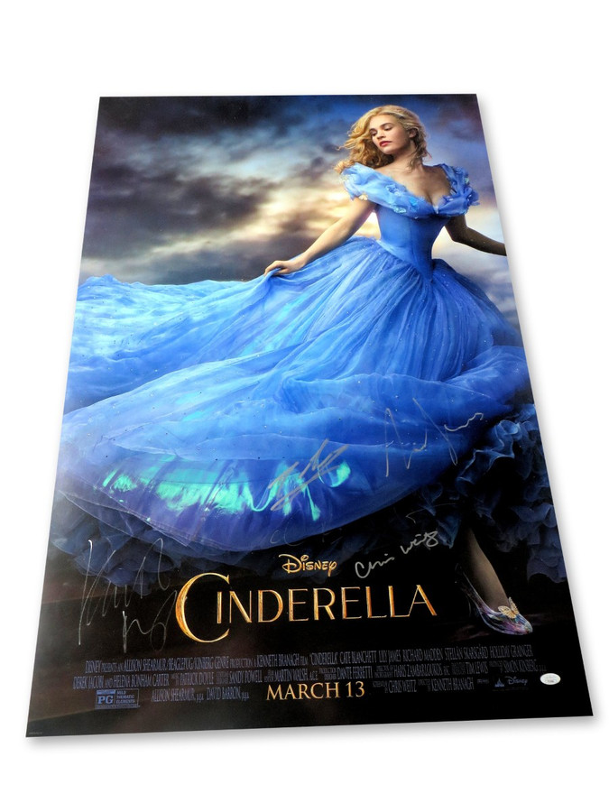 Cinderella Multi Signed Autographed 27X40 Poster James Blanchett +3 JSA YY54989