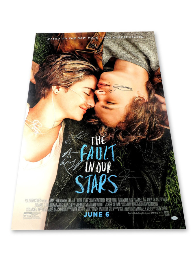 The Fault In Our Stars Autographed 27X40 Poster Woodley Elgort +5 JSA YY54997