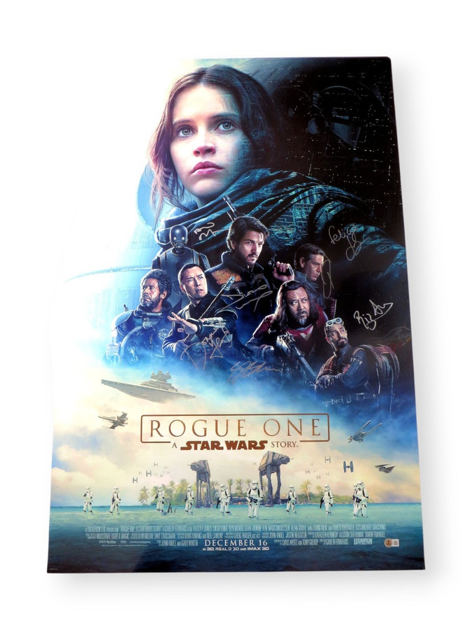 Rogue One Signed Autographed 27X40 Poster Jones Luna Tudyk +4 BAS AE50120