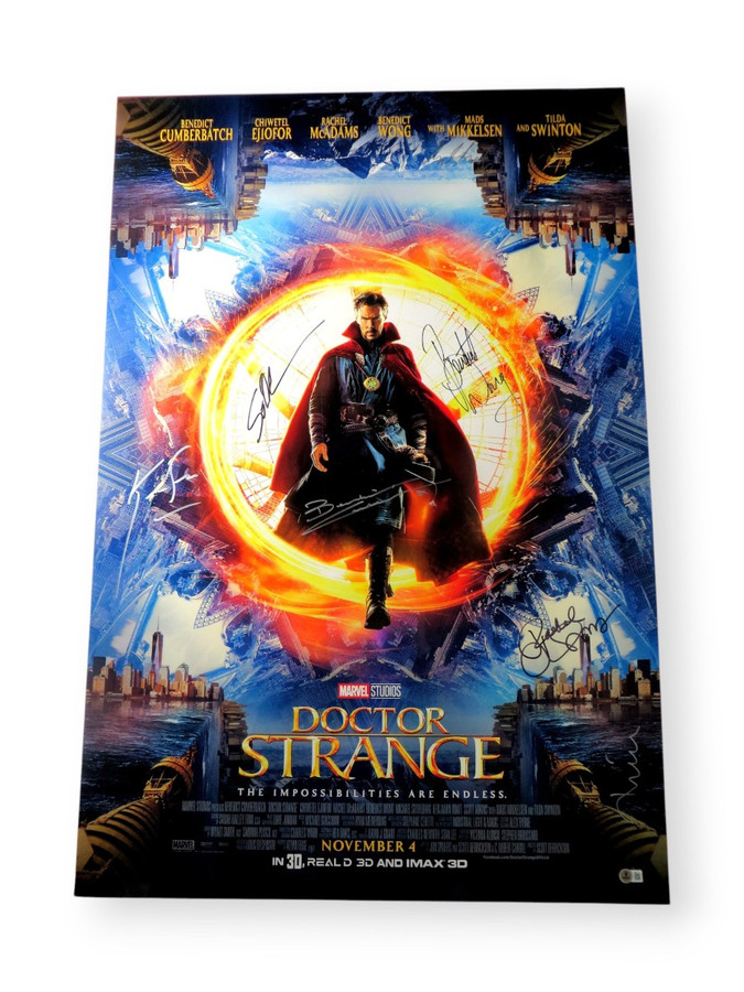 Doctor Strange Cast Autographed 27X40 Poster Cumberbatch McAdams +4 BAS AE50119