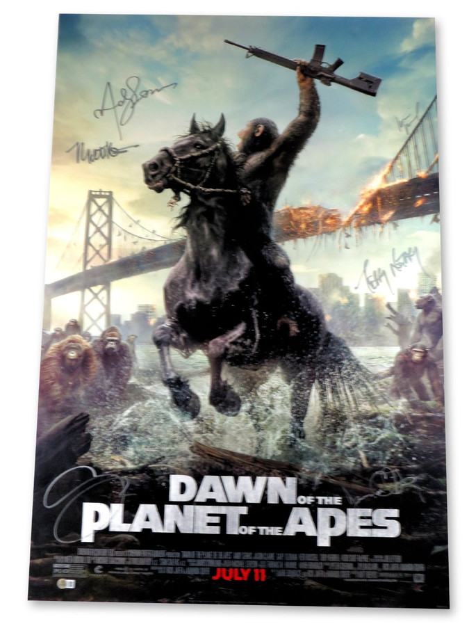 Dawn of the Planet of the Apes Signed Autographed 27X40 Poster Serkis +5 BAS LOA