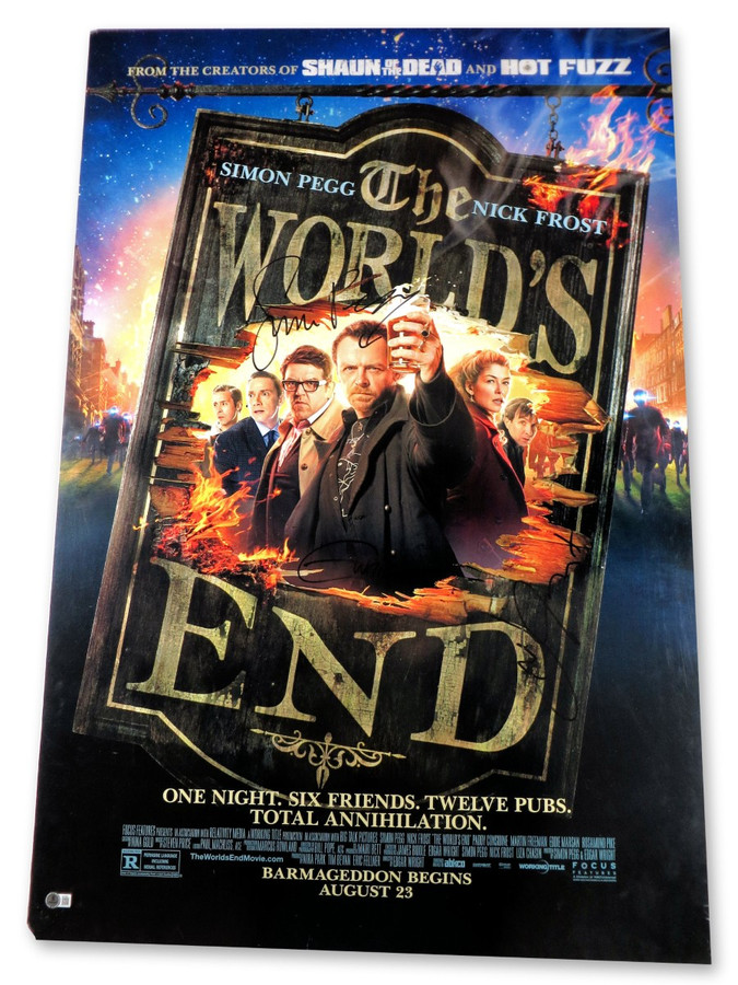 The World's End Signed Autographed 27X40 Poster Pegg Frost Wright BAS AE16362